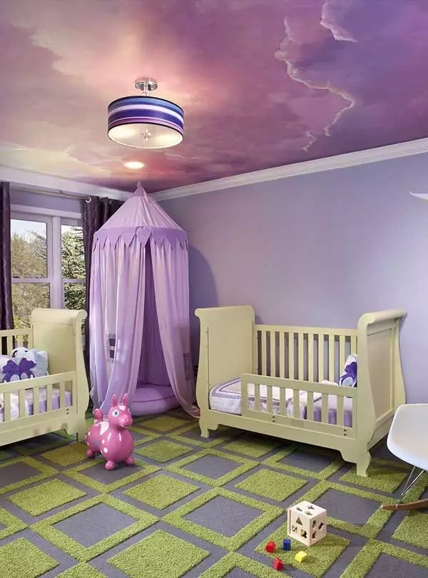 سقف کشسان برای اتاق خواب کودک دخترانه